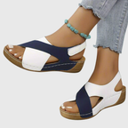 Begoña™ | Sandalia Slingback Colorblock de Cuña Cómoda