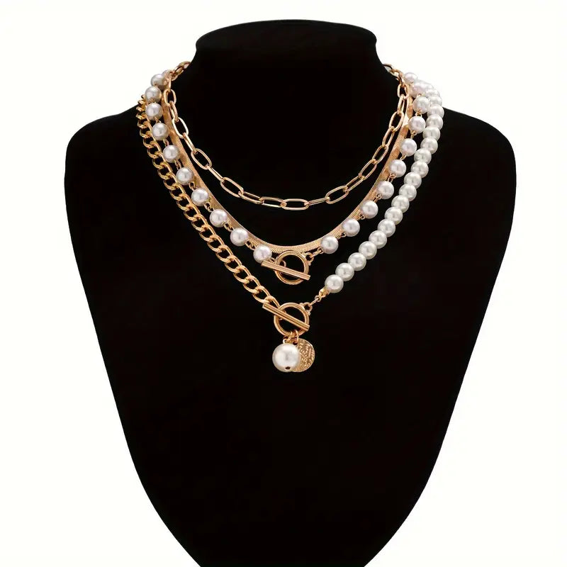 Vintage Parelketting & Slangenketting Set | Goud