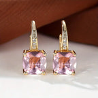 Pendientes Argolla Dorada Piedra Mística