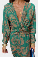 Elara Vestido Maxi con Escote en V y Nudo Frontal