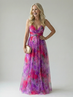Isela™ | Vestido Maxi Cruzado con Degradado de Color y Tirantes Finos