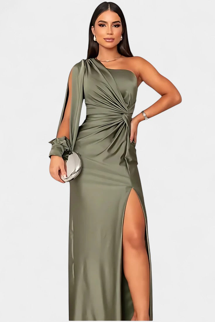 Charlotte Vestido Asimétrico Drapado de Un Hombro