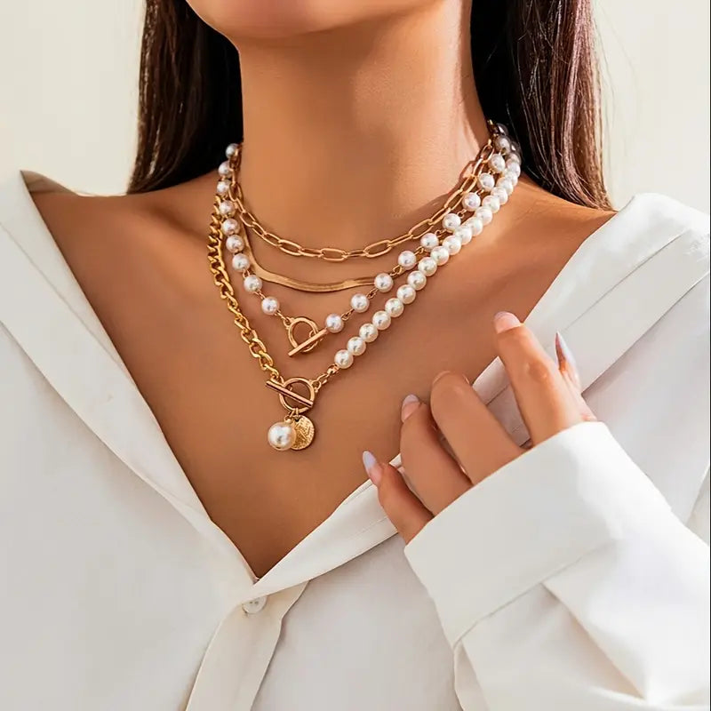 Vintage Parelketting & Slangenketting Set | Goud