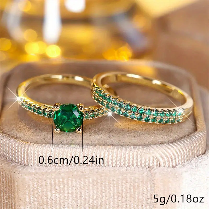 Celeste Emerald Serena Ring Set