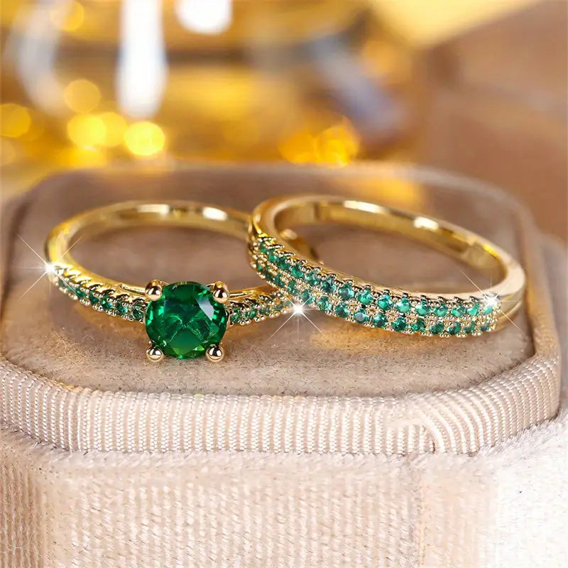 Celeste Emerald Serena Ring Set