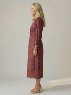 Luna™ | Vestido Midi Cruzado de Manga Larga con Estampado Natural
