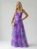 Isela™ | Vestido Maxi Cruzado con Degradado de Color y Tirantes Finos