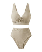 Crescencia™ | Bikini texturizado de tiro alto con top cruzado