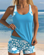Teodora™ | Tankini camiseta con short de baño estampado