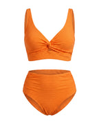 Crescencia™ | Bikini texturizado de tiro alto con top cruzado