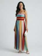 Serena™ | Vestido Maxi de Rayas Multicolor sin Tirantes