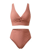 Crescencia™ | Bikini texturizado de tiro alto con top cruzado