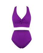 Crescencia™ | Bikini texturizado de tiro alto con top cruzado