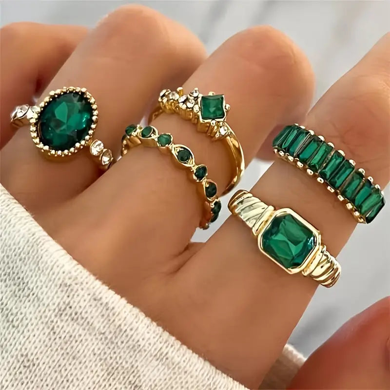 **Keizerlijke Smaragd Ringenset**