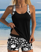 Teodora™ | Tankini camiseta con short de baño estampado