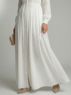 Lorena™ | Vestido Maxi Blanco de Manga Larga con Botones y Bolsillos