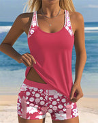 Teodora™ | Tankini camiseta con short de baño estampado