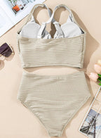 Crescencia™ | Bikini texturizado de tiro alto con top cruzado