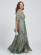 Selena™ | Vestido Maxi Halter Floral en Verde Salvia