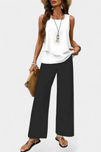 Martina Conjunto Boho Elegante Sin Mangas con Pantalón Recto Estampado