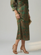 Luna™ | Vestido Midi Cruzado de Manga Larga con Estampado Natural