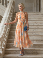 Elina™ | Vestido Midi Halter con Detalle Fruncido