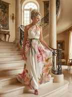 Amiela™ | Vestido Maxi Halter con Estampado Floral Grande