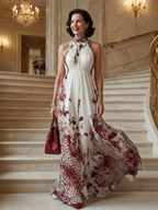 Orlena™ | Vestido Maxi Floral de Manga Larga con Falda Voluminosa