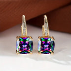 Pendientes Argolla Dorada Piedra Mística