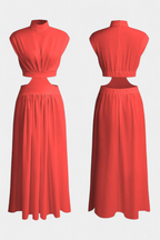 Jocelyn Conjunto Largo Minimalista con Escote Alto y Abertura Lateral