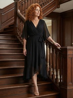 Elvira™ | Vestido Midi Drapeado con Cinturón y Manga Codo