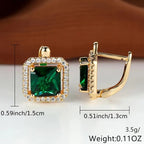 Pendientes Zirconia Verde Cuadrada
