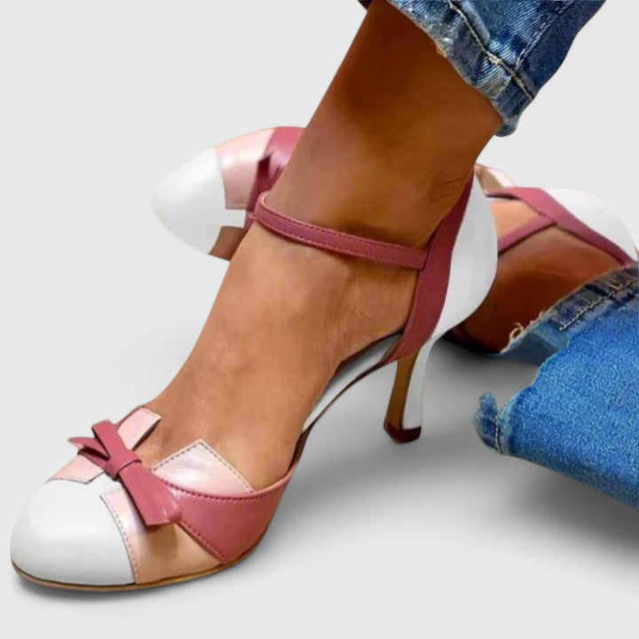 Aurora™ | Sandalia de Tacón con Lazo y Puntera Bicolor