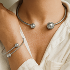 Set van halsketting en armband met bolletjes | Goud