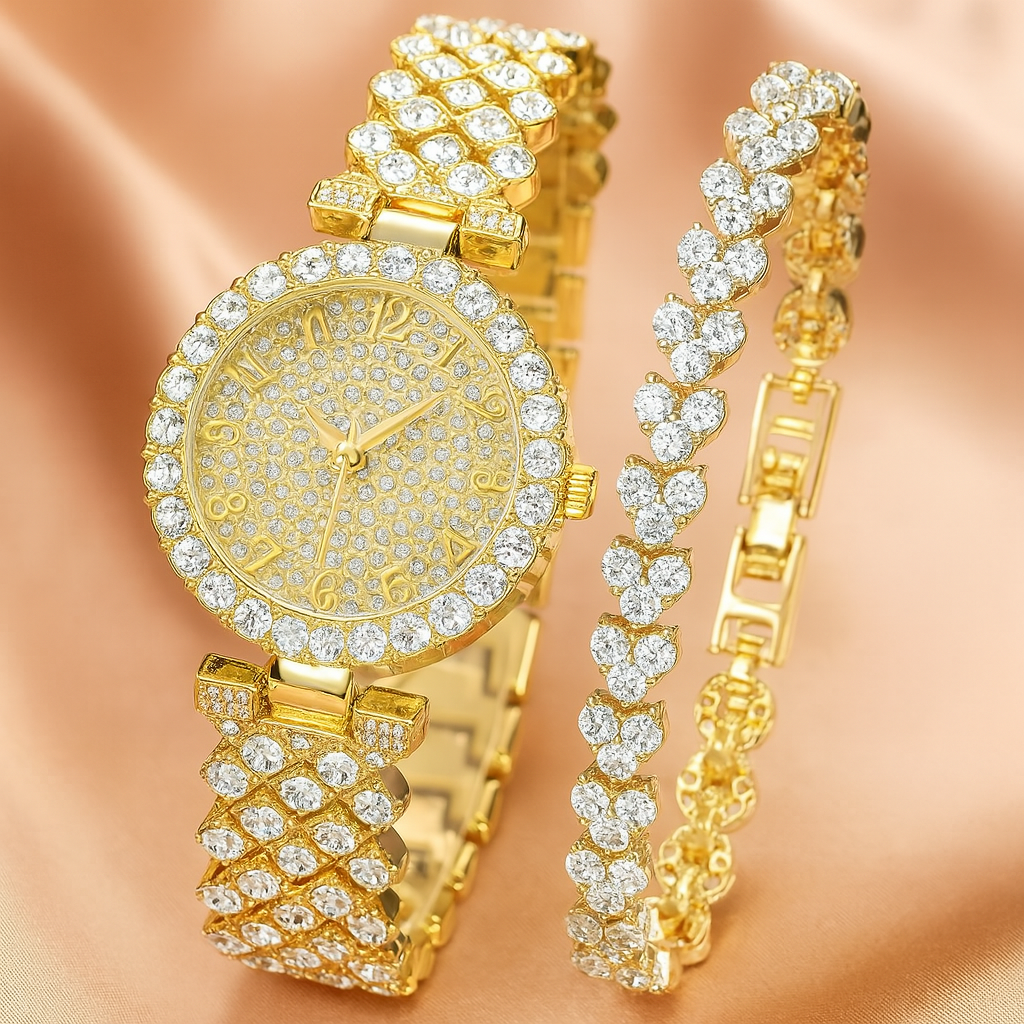 Luxe Glow Horloge- en Armbandset | Goud