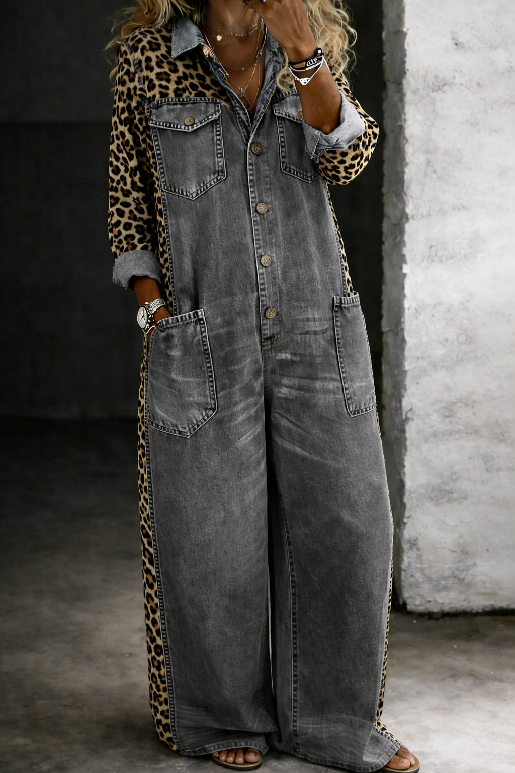 Petronila™ | Mono de pernera ancha con cinturón y tirantes
