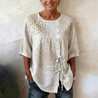 Remedios™ | Blusa Vintage con Cordones y Estampado Artesanal