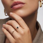 Baguette-ring met zwarte espinela | Goud