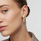 Pendientes Grandes Argolla Ícono Diamante | Oro