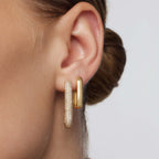 Pendientes Grandes Argolla Ícono Diamante | Oro