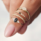 Ring met diamanten bolletjes | Goud