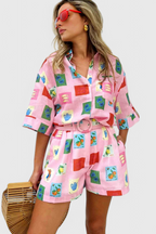 Paula Conjunto de Estampado Pink