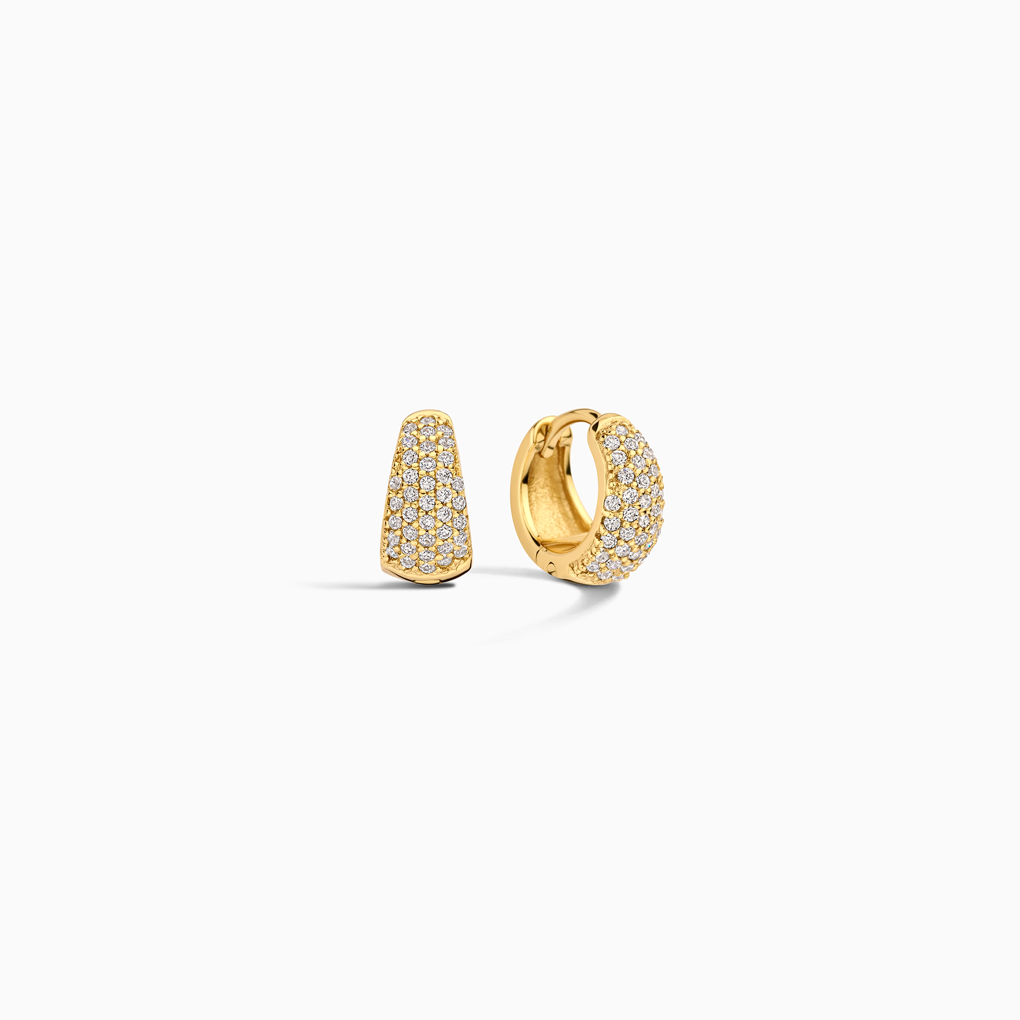 Pendientes Huggie Pavé Diamante | Oro