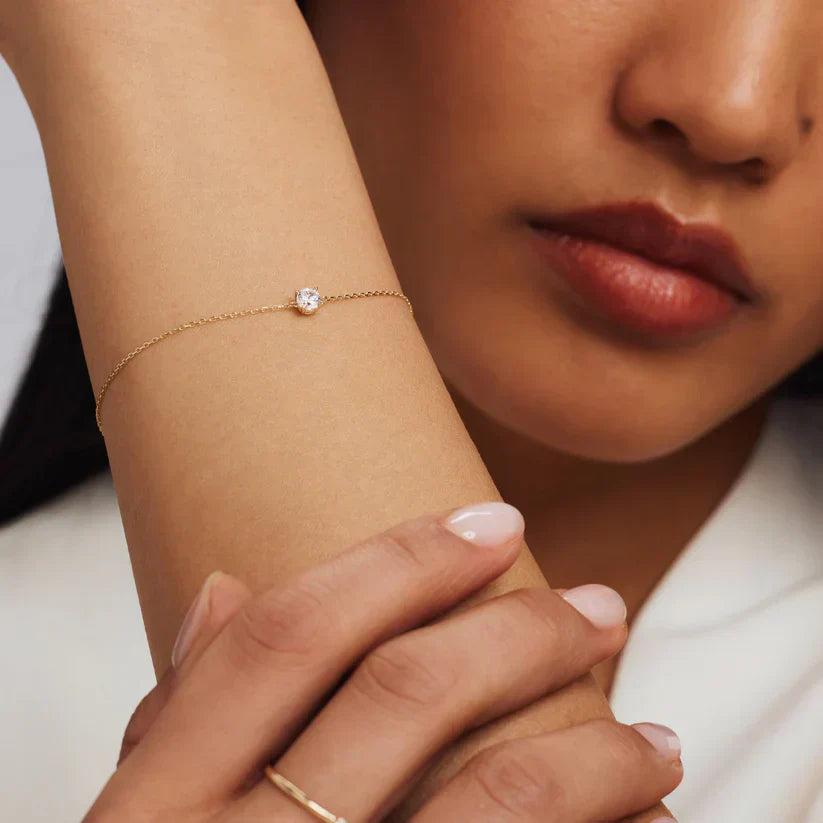 Armband met diamanten steen | Witgoud