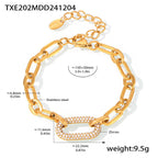 Sieradenset met ketting met schakels en pavé | Goud