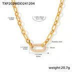 Sieradenset met ketting met schakels en pavé | Goud