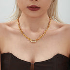 Sieradenset met ketting met schakels en pavé | Goud