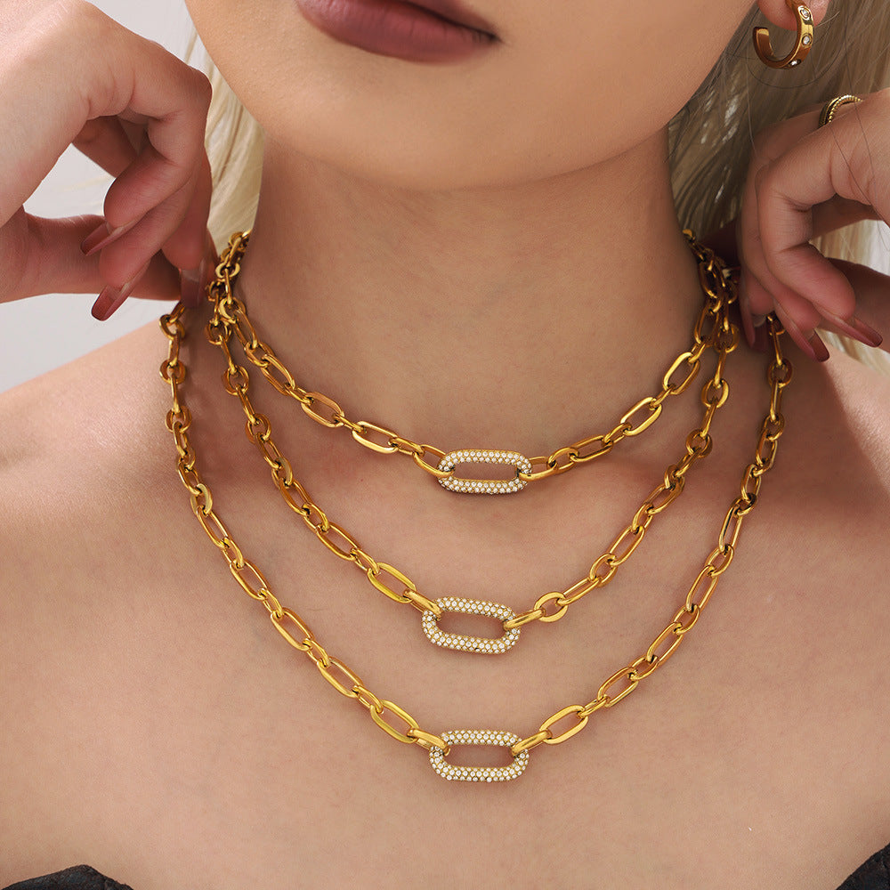 Pave-schakelketting sieradenset | Goud