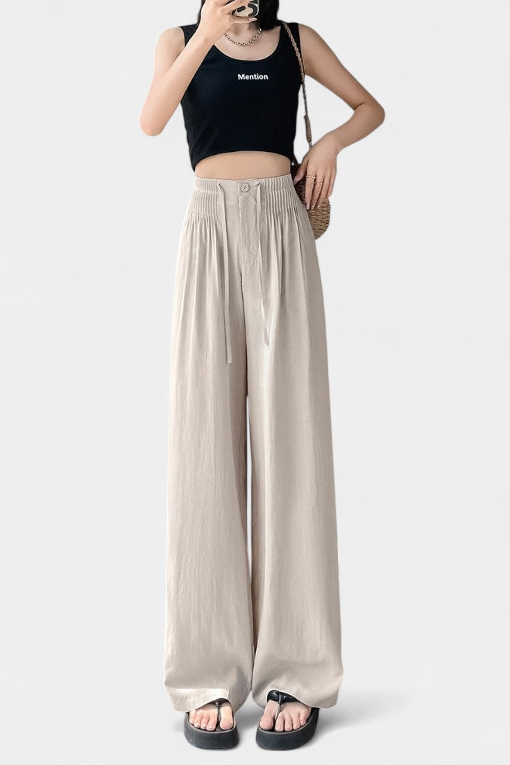 Ilyana Pantalones de Cintura Alta y Pierna Ancha