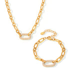 Sieradenset met ketting met schakels en pavé | Goud